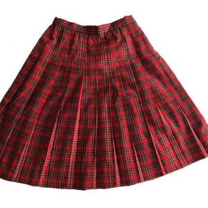 Red Tartan Plaid Pleated Skirt Size 4